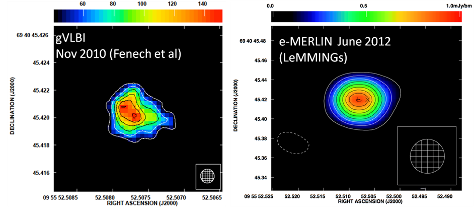 M82 transient observed with e-MERLIN and Global VLBI